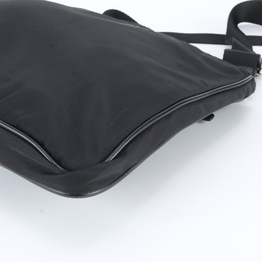 Prada Tessuto Nylon Triangle Logo Leather Shoulder Bag Crossbody Messenger — view 4