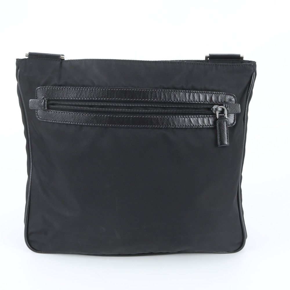 Prada Tessuto Nylon Triangle Logo Leather Shoulder Bag Crossbody Messenger — view 3