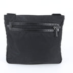 Prada Tessuto Nylon Triangle Logo Leather Shoulder Bag Crossbody Messenger — view 3