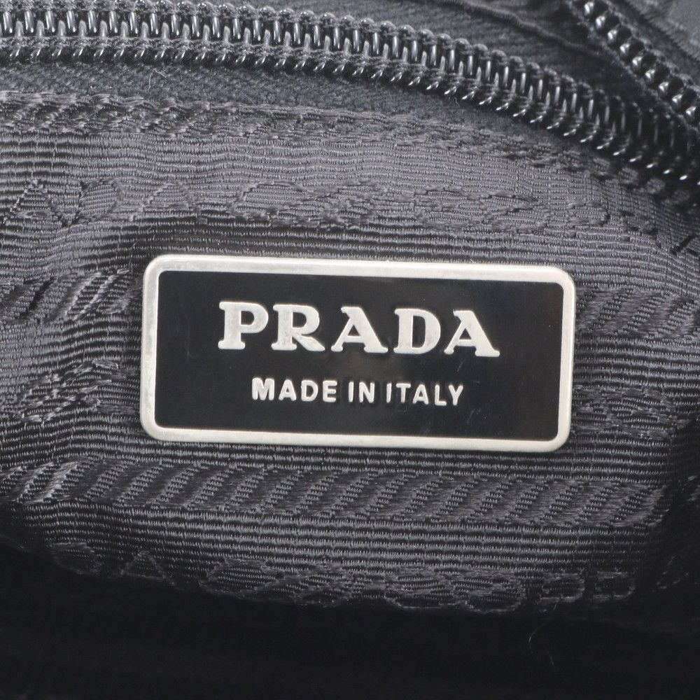 Prada Tessuto Nylon Triangle Logo Leather Shoulder Bag Crossbody Messenger — view 8