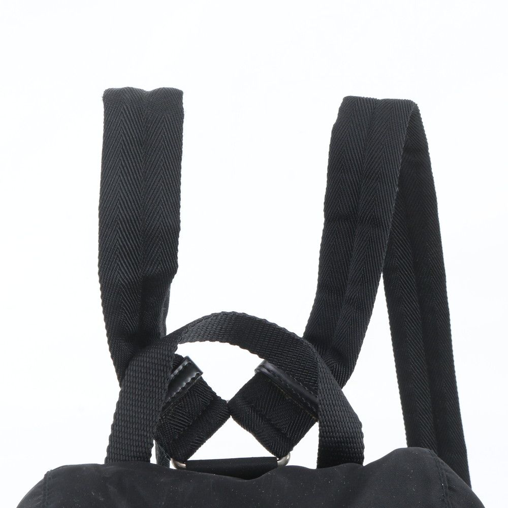 Prada Tessuto Nylon Triangle Logo Leather Backpack Black — view 2