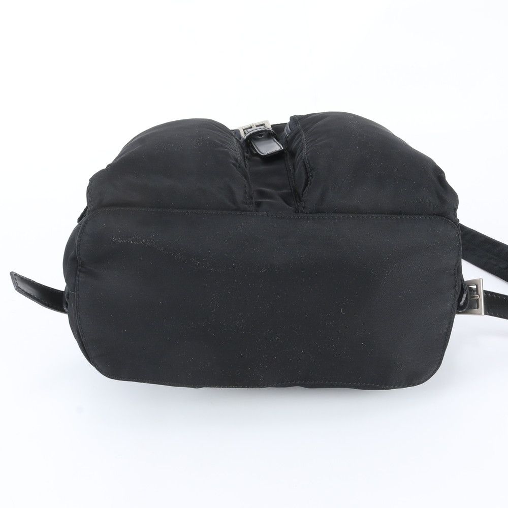 Prada Tessuto Nylon Triangle Logo Leather Backpack Black — view 5