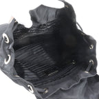 Prada Tessuto Nylon Triangle Logo Leather Backpack Black — view 7