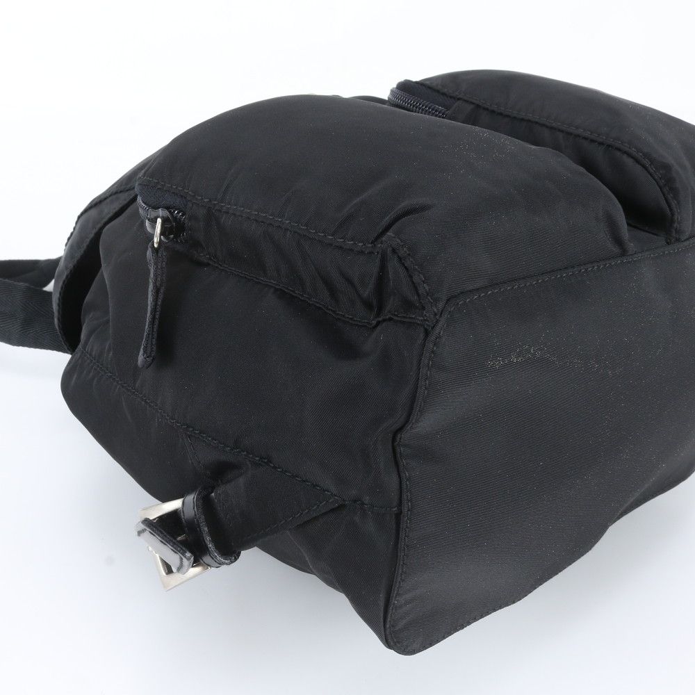 Prada Tessuto Nylon Triangle Logo Leather Backpack Black — view 6