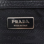 Prada Tessuto Nylon Triangle Logo Leather Handbag Tote Black — view 8
