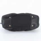 Prada Tessuto Nylon Triangle Logo Leather Handbag Tote Black — view 6