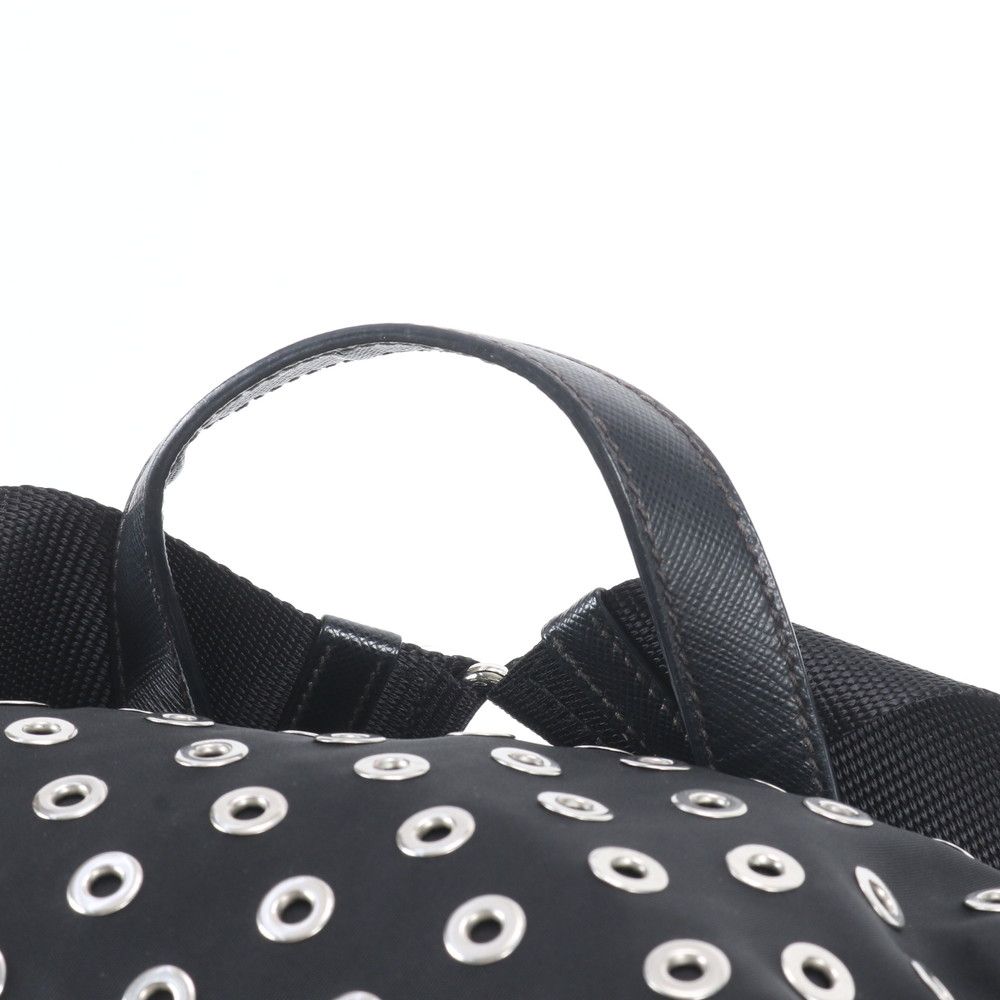 Prada Tessuto Nylon Perforated Leather Backpack Black — view 2