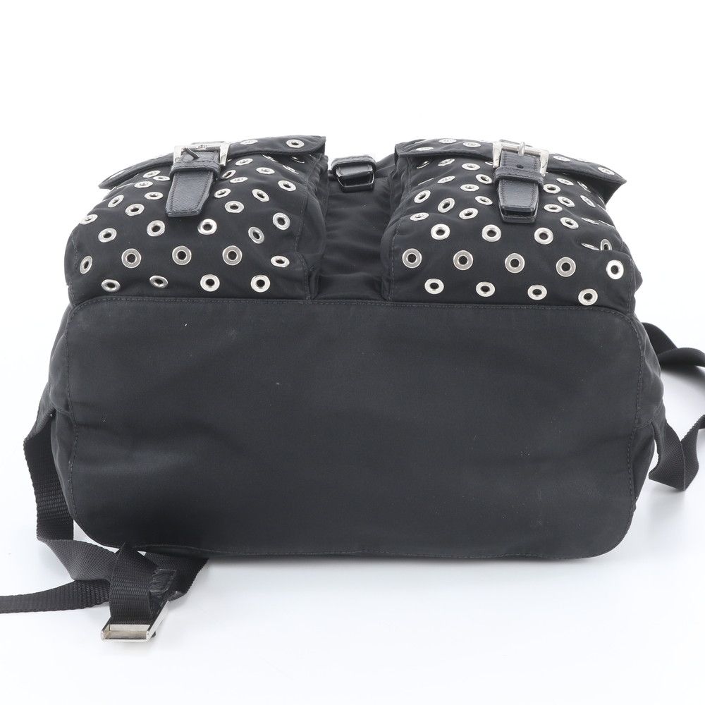 Prada Tessuto Nylon Perforated Leather Backpack Black — view 6