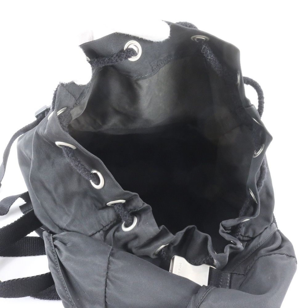 Prada Tessuto Nylon Triangle Logo Backpack Black — view 7