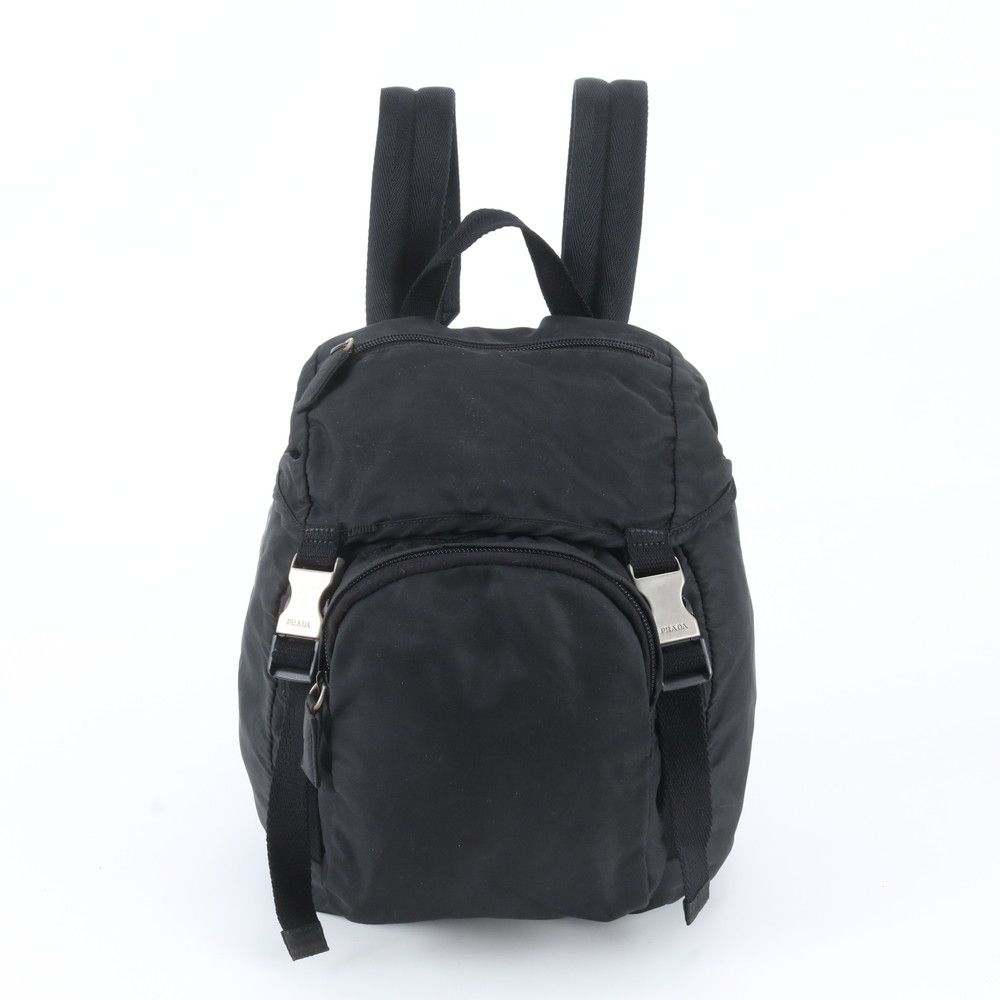 Prada Tessuto Nylon Triangle Logo Backpack Black