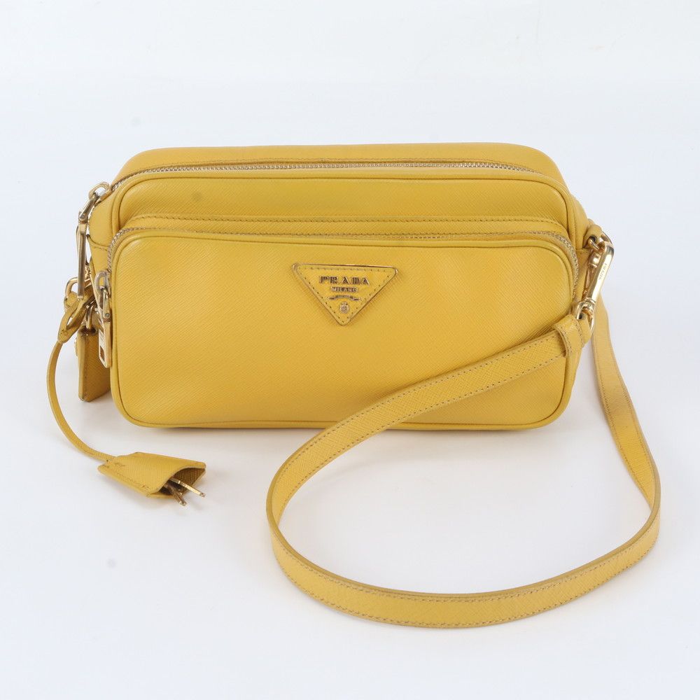 Prada Saffiano Triangle Logo Leather Shoulder Bag Crossbody