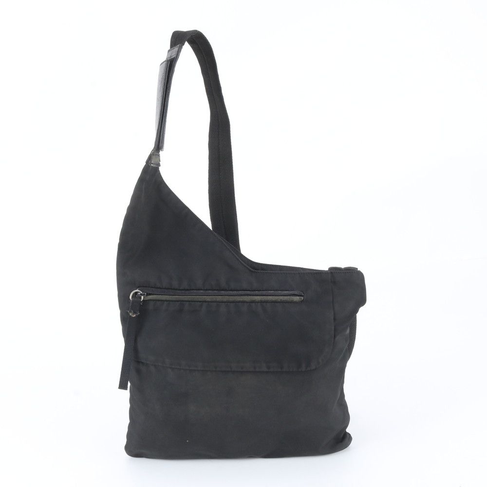 Prada Tessuto Nylon Triangle Logo Leather Shoulder Bag Crossbody Messenger — view 3