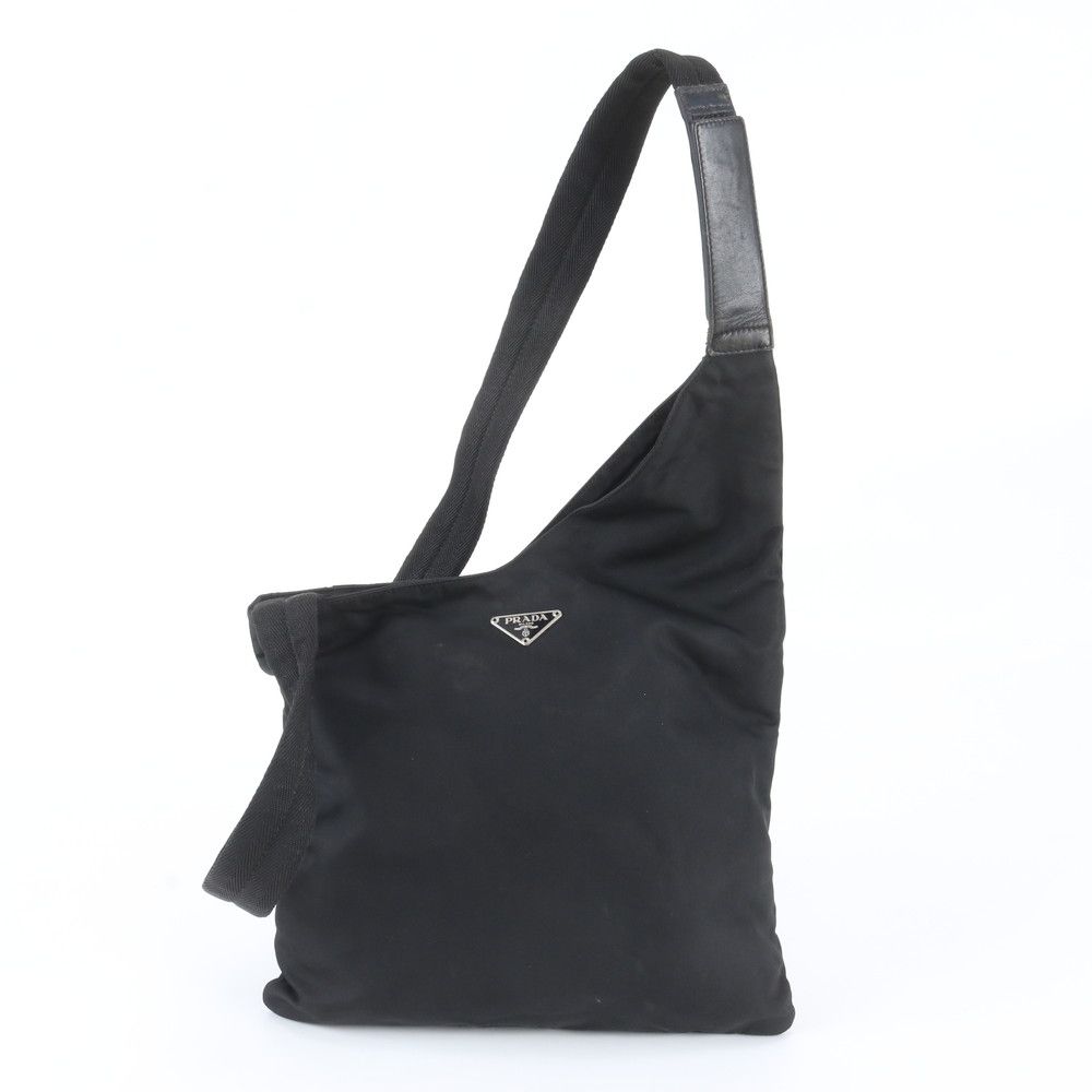 Prada Tessuto Nylon Triangle Logo Leather Shoulder Bag Crossbody Messenger
