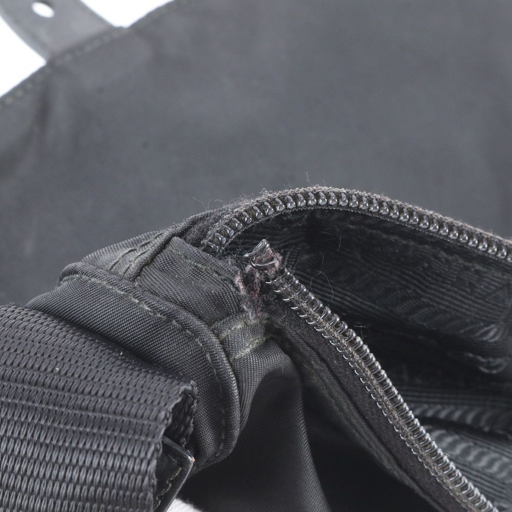Prada Tessuto Nylon Triangle Logo Leather Shoulder Bag Crossbody Messenger — view 8