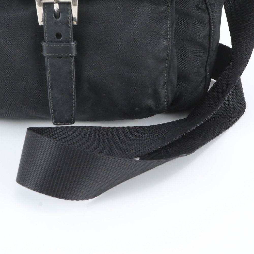 Prada Tessuto Nylon Triangle Logo Leather Shoulder Bag Crossbody Messenger — view 2