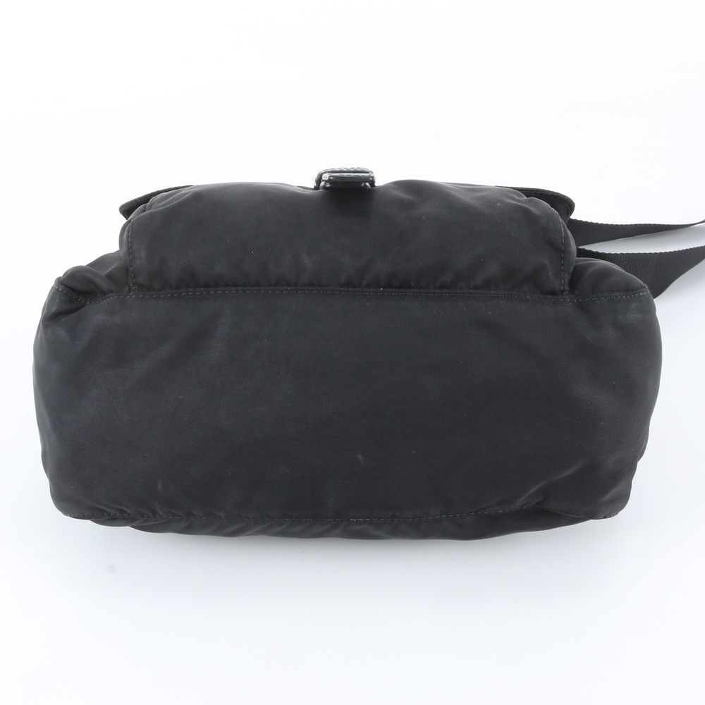 Prada Tessuto Nylon Triangle Logo Leather Shoulder Bag Crossbody Messenger — view 5