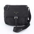 Prada Tessuto Nylon Triangle Logo Leather Shoulder Bag Crossbody Messenger