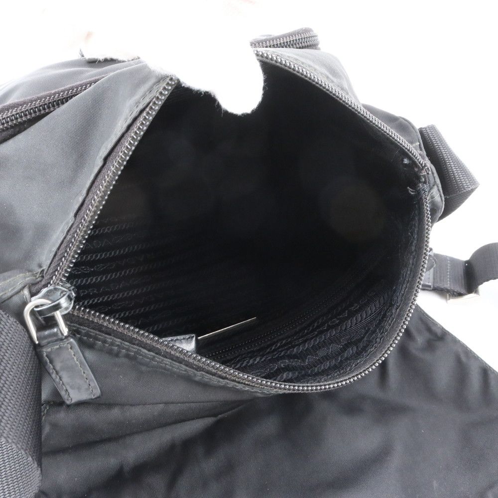 Prada Tessuto Nylon Triangle Logo Leather Shoulder Bag Crossbody Messenger — view 7