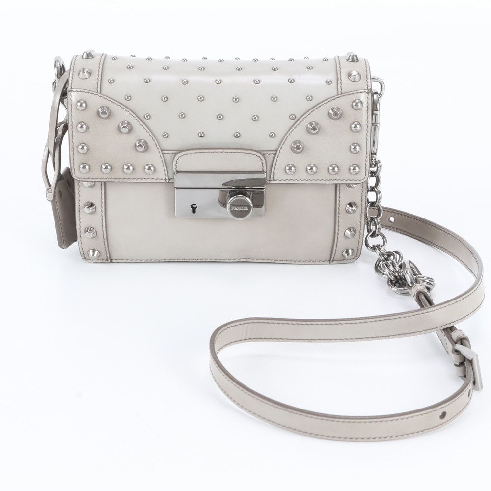 Prada Spazzolato Leather Shoulder Bag Crossbody Gray