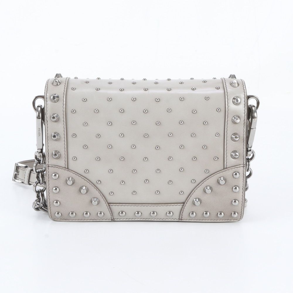 Prada Spazzolato Leather Shoulder Bag Crossbody Gray — view 3