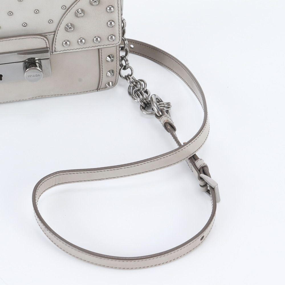 Prada Spazzolato Leather Shoulder Bag Crossbody Gray — view 2
