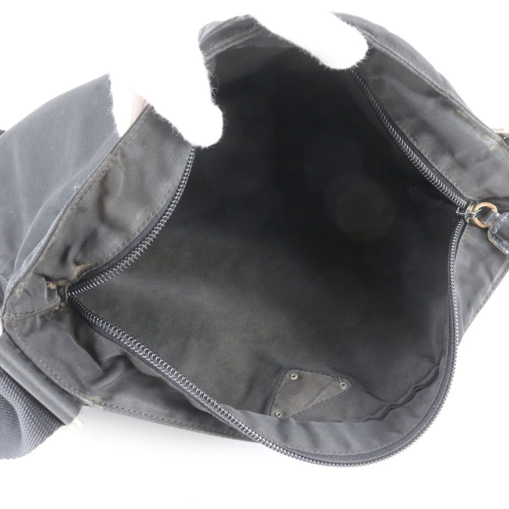 Prada Tessuto Nylon Triangle Logo Leather Shoulder Bag Crossbody Messenger — view 7