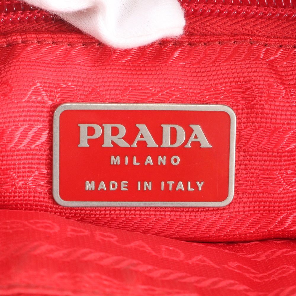 Prada Tessuto Nylon Triangle Logo Leather Shoulder Bag Crossbody Messenger — view 8