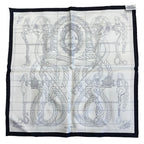 Hermes Della Alleria Kavaleria Scarf Carre 45 Gavroche 25 Silk Black White — view 6