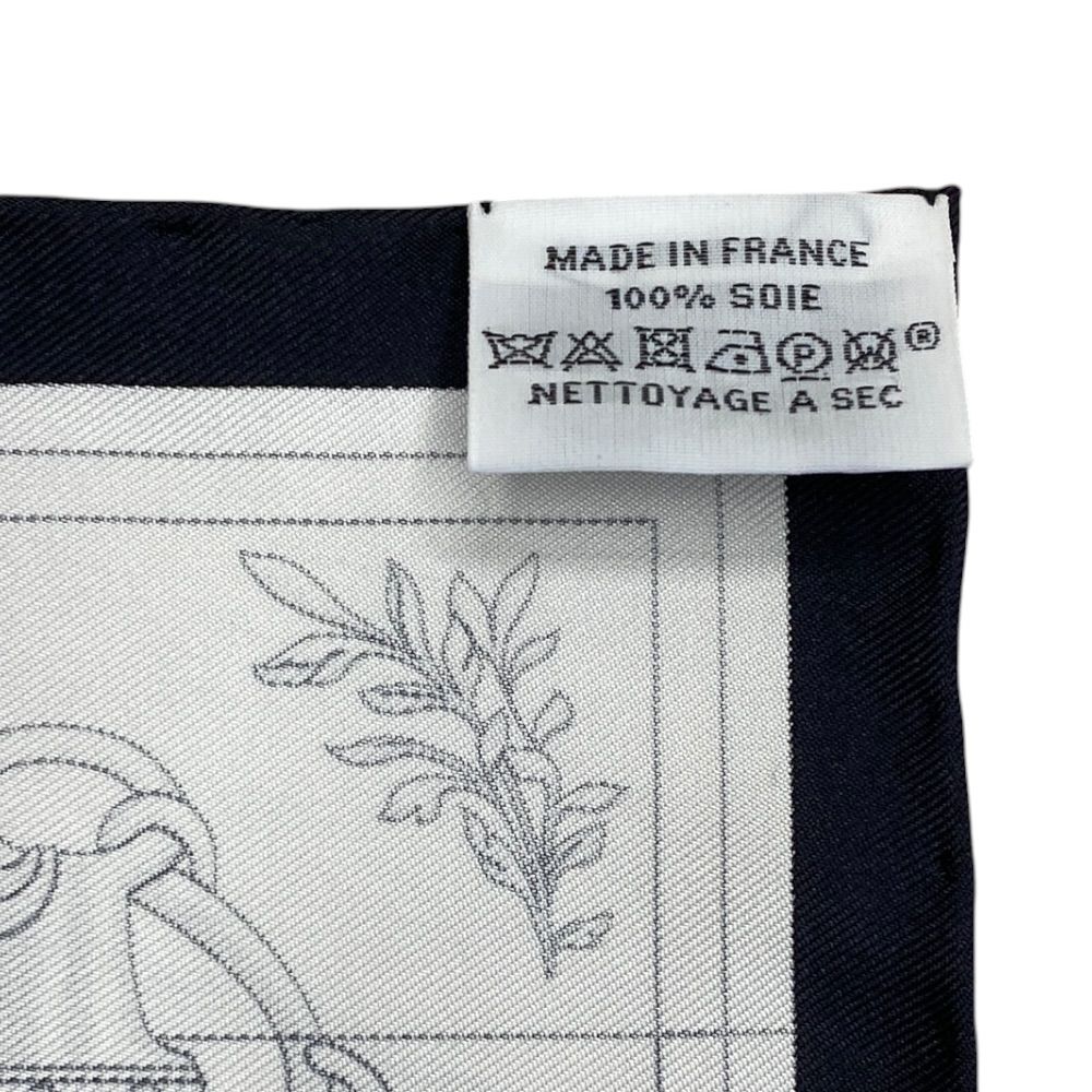 Hermes Della Alleria Kavaleria Scarf Carre 45 Gavroche 25 Silk Black White — view 7