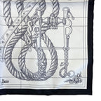 Hermes Della Alleria Kavaleria Scarf Carre 45 Gavroche 25 Silk Black White — view 3