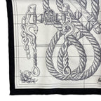 Hermes Della Alleria Kavaleria Scarf Carre 45 Gavroche 25 Silk Black White — view 5