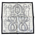 Hermes Della Alleria Kavaleria Scarf Carre 45 Gavroche 25 Silk Black White