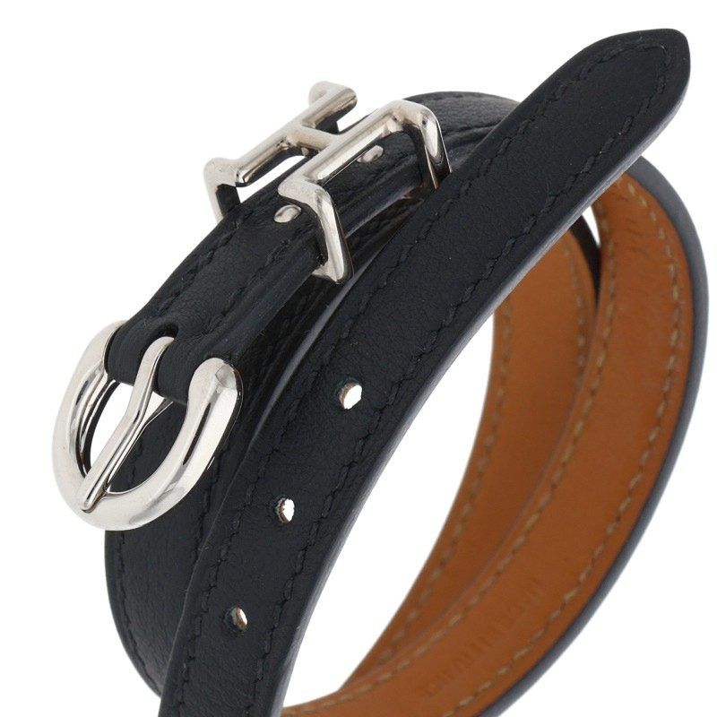 Hermes Trench Black Swift Leather Bracelet T4 — view 3