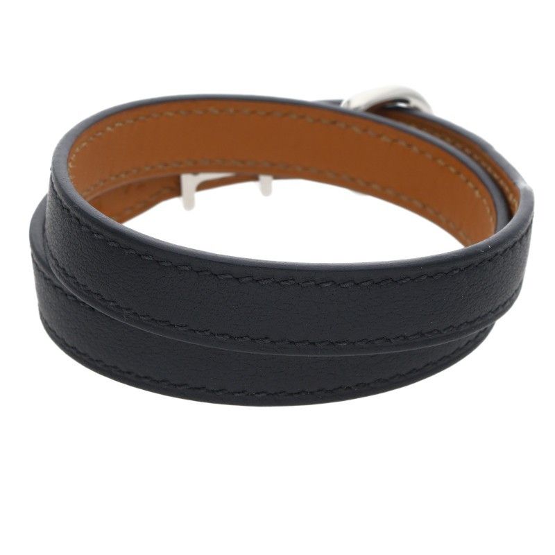 Hermes Trench Black Swift Leather Bracelet T4