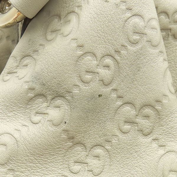 Gucci Handbag Sookie Leather White Champagne Gold Off GG Guccissima Tote with — view 5