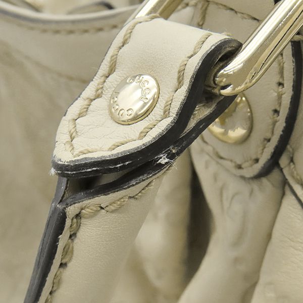 Gucci Handbag Sookie Leather White Champagne Gold Off GG Guccissima Tote with — view 7