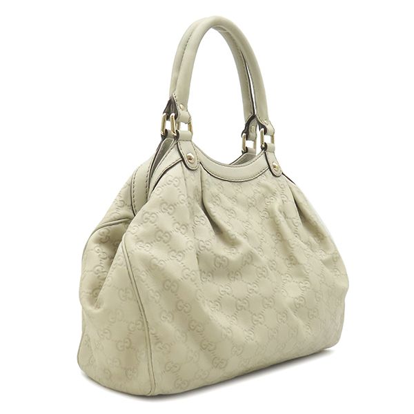 Gucci Handbag Sookie Leather White Champagne Gold Off GG Guccissima Tote with — view 2