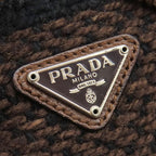 Prada Handbag Triangle Logo Tweed Marrone Silver Brown Black Border Mini Tote Bag — view 7