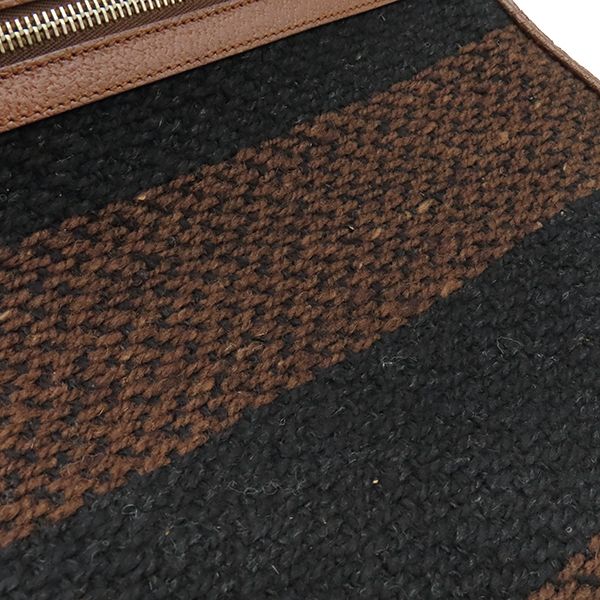 Prada Handbag Triangle Logo Tweed Marrone Silver Brown Black Border Mini Tote Bag — view 6