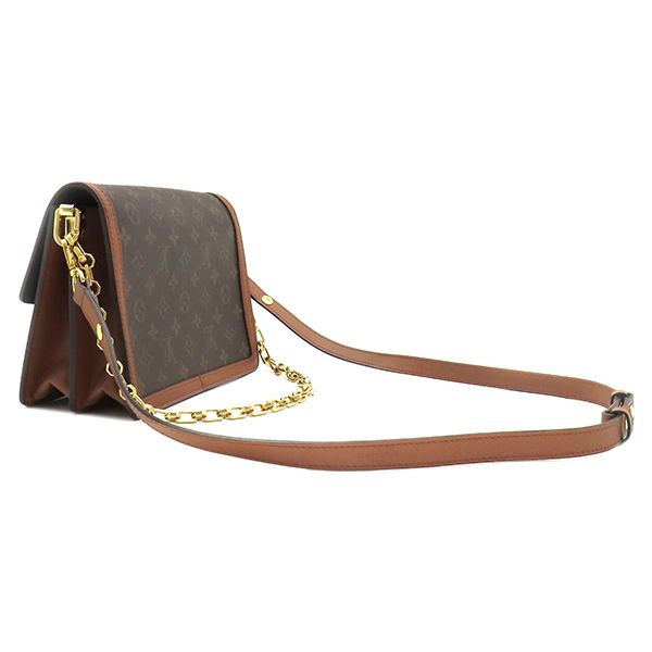 Louis Vuitton Shoulder Bag Dauphine MM Monogram Canvas Reverse Brown Gold Chain — view 2