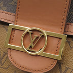 Louis Vuitton Shoulder Bag Dauphine MM Monogram Canvas Reverse Brown Gold Chain — view 5