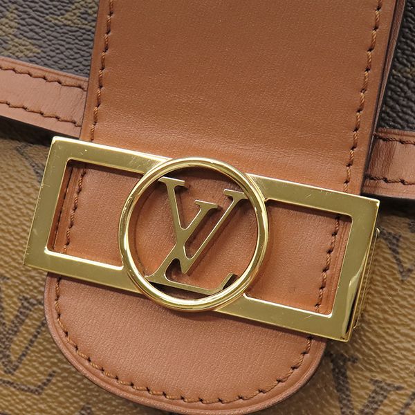 Louis Vuitton Shoulder Bag Dauphine MM Monogram Canvas Reverse Brown Gold Chain — view 5
