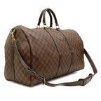 Louis Vuitton Boston Bag Keepall Bandouliere 55 Damier Canvas Ebene Gold Brown — view 2