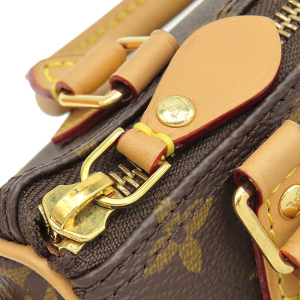 Louis Vuitton 2-Way Bag Nano Speedy Monogram Canvas Gold Shoulder Handbag Brown — view 7