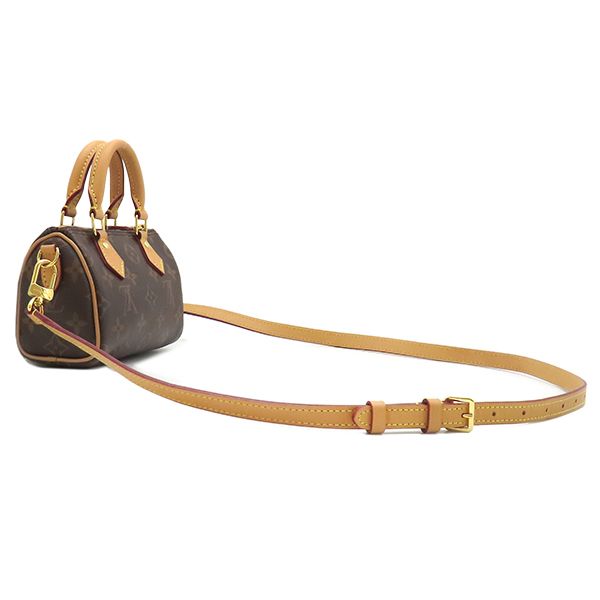 Louis Vuitton 2-Way Bag Nano Speedy Monogram Canvas Gold Shoulder Handbag Brown — view 2