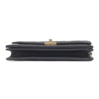 Chanel 2-Way Bag Quilted Top Handle Leather Black Gold CC Logo — view 3