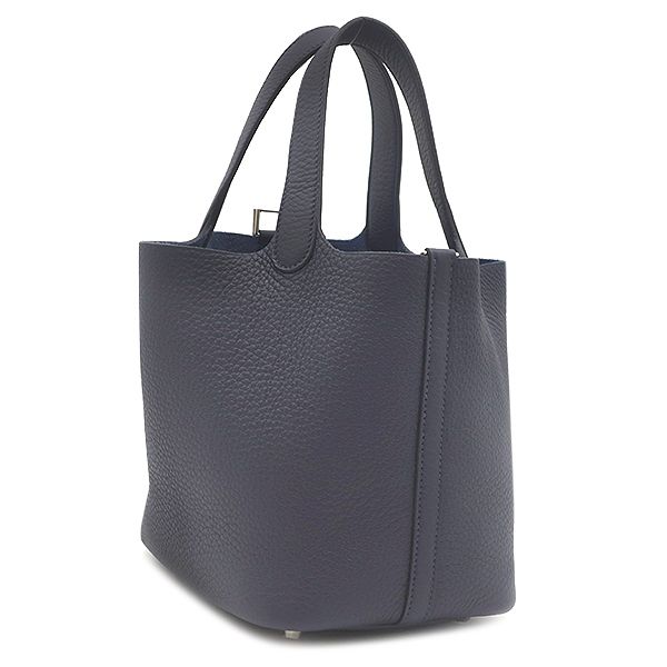 Hermes Handbag Picotin Lock 18 PM Taurillon Clemence Blue Nuit Silver New Navy — view 3