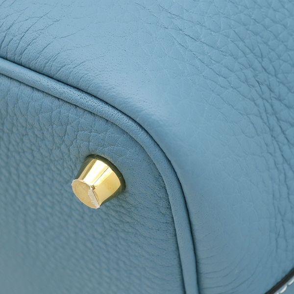 Hermes Handbag Picotin Lock 18 PM Taurillon Clemence New Blue Jean Gold New — view 5