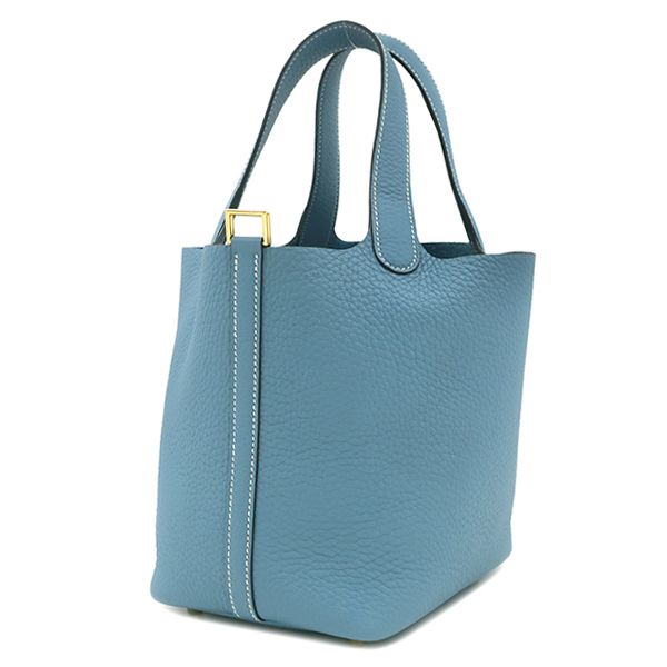 Hermes Handbag Picotin Lock 18 PM Taurillon Clemence New Blue Jean Gold New — view 2