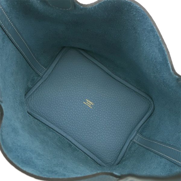 Hermes Handbag Picotin Lock 18 PM Taurillon Clemence New Blue Jean Gold New — view 6